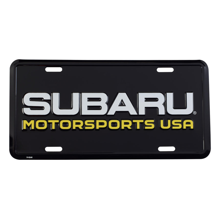 Subaru Motorsports USA | Embossed Metal License Plate | Black